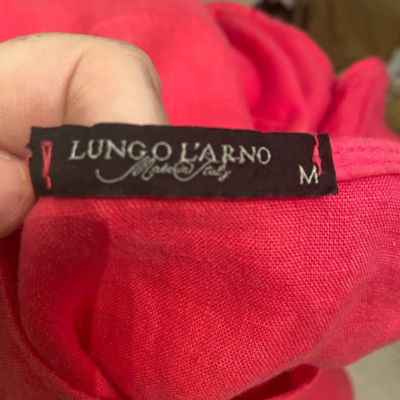 Lungo L'arno Coral Linen Embroidered Dress with Pockets - Picture 7 of 8